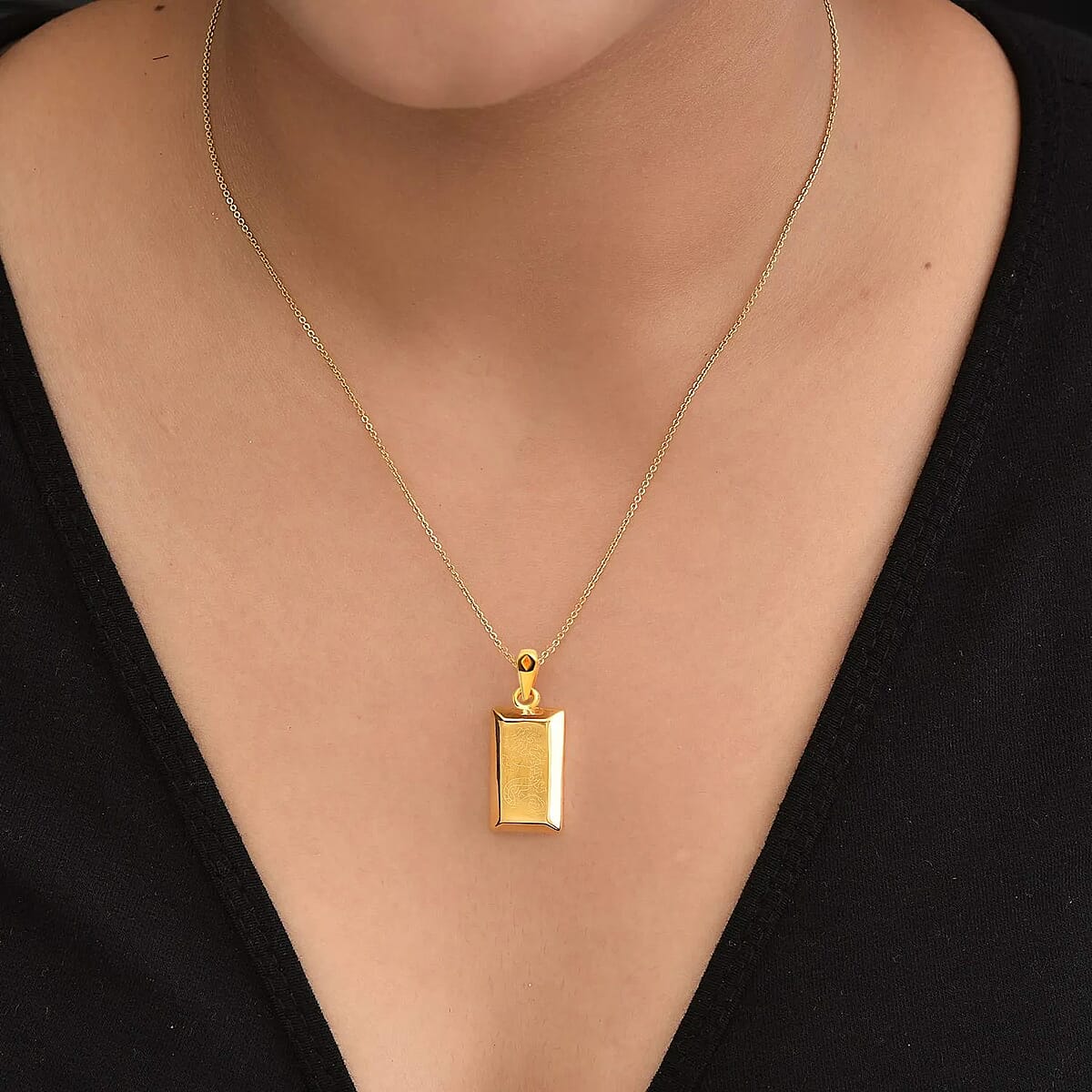 18K Yellow Gold Bar Pendant without Chain, Electroforming Gold Collection, Gold Jewelry 1.40 Grams image number 2