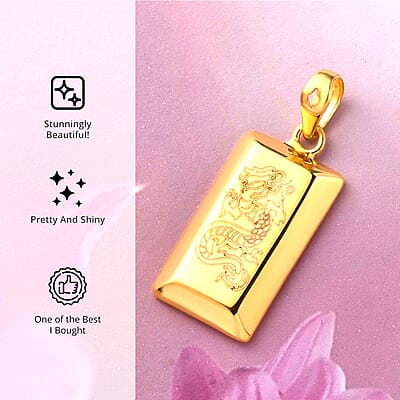 18K Yellow Gold Bar Pendant without Chain, Electroforming Gold Collection, Gold Jewelry 1.40 Grams
