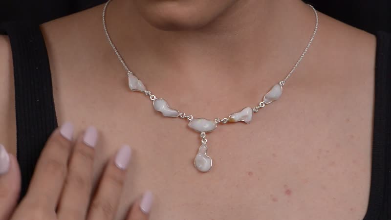 Premium Ethiopian Opal Necklace in Platinum Over Sterling Silver, Handmade Jewelry, Welo Opal Jewelry (18 Inches) 13.25 ctw