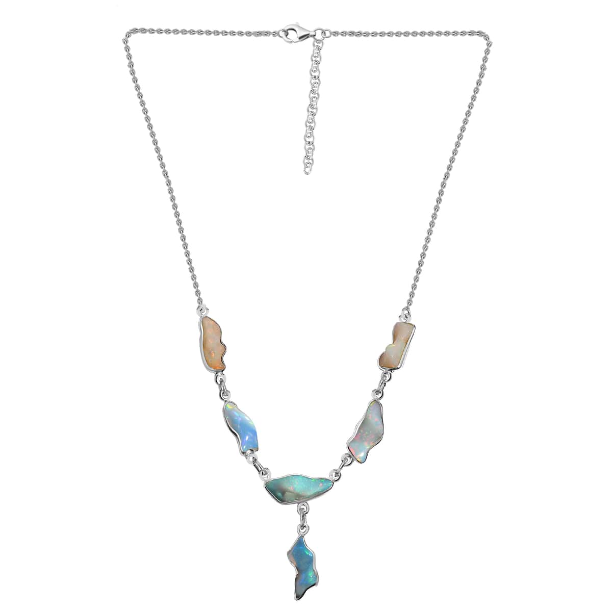 Premium Ethiopian Opal Necklace in Platinum Over Sterling Silver, Handmade Jewelry, Welo Opal Jewelry (18 Inches) 13.25 ctw image number 2