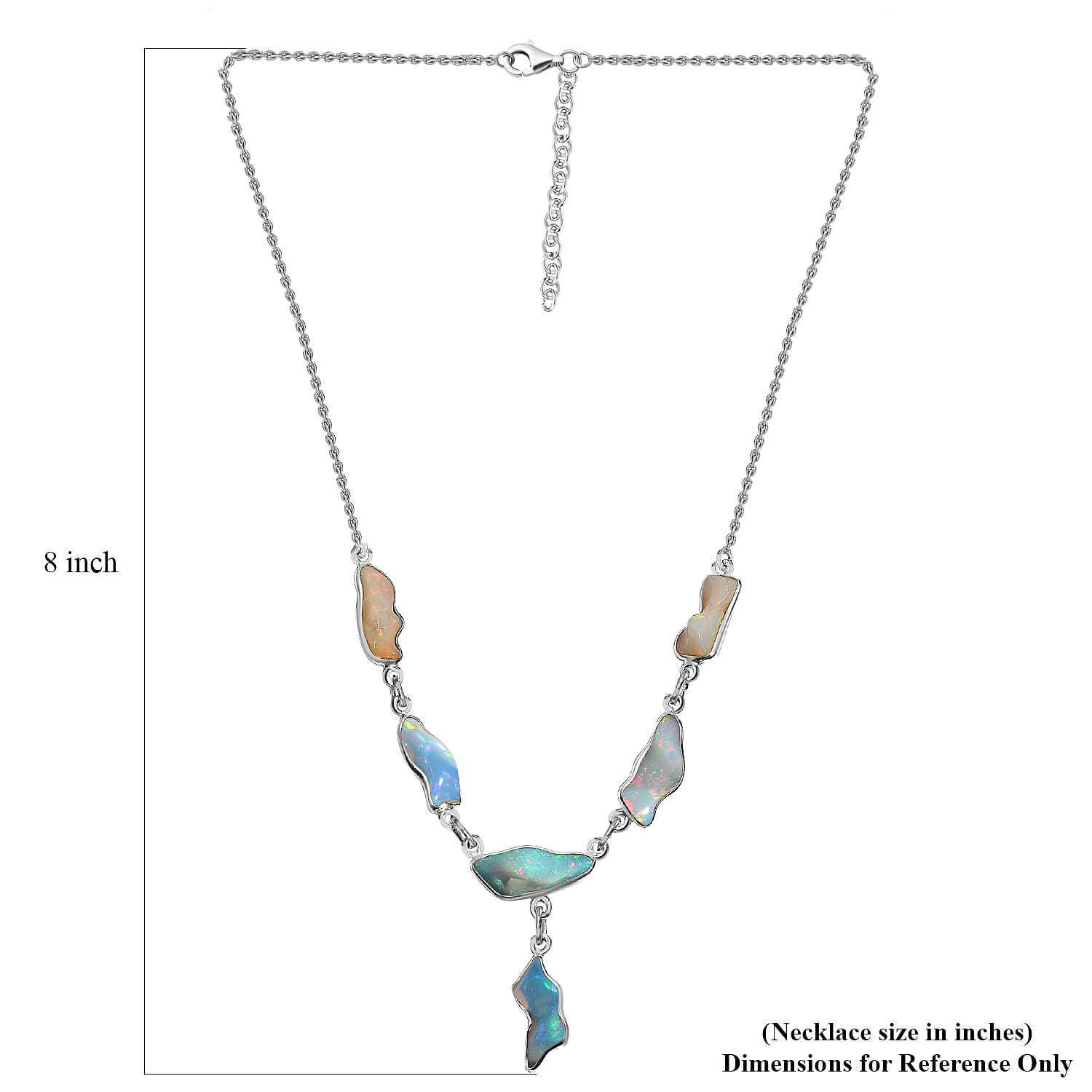 Premium Ethiopian Opal Necklace in Platinum Over Sterling Silver, Handmade Jewelry, Welo Opal Jewelry (18 Inches) 13.25 ctw