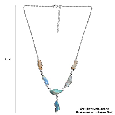 Premium Ethiopian Opal Necklace in Platinum Over Sterling Silver, Handmade Jewelry, Welo Opal Jewelry (18 Inches) 13.25 ctw