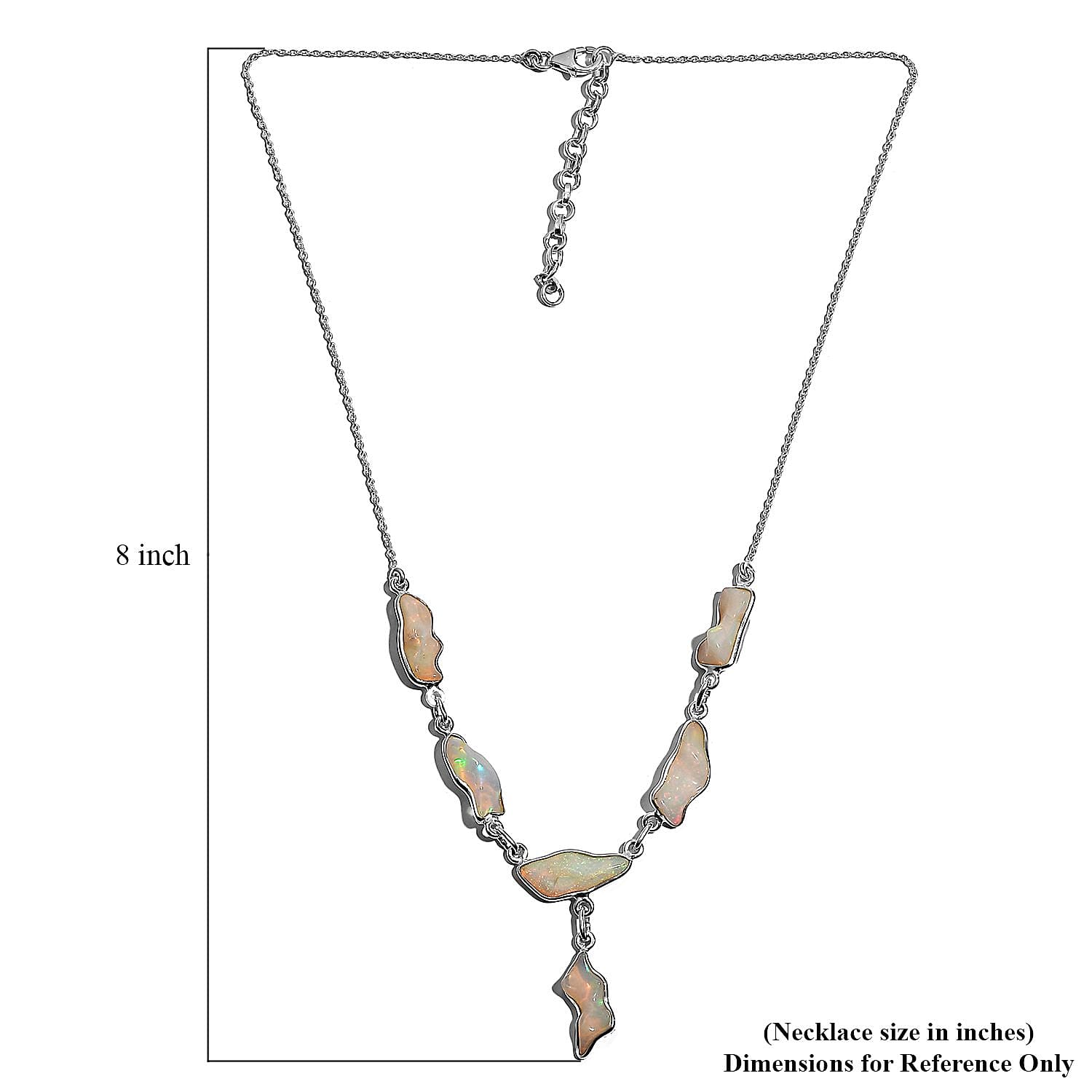 Premium Ethiopian Opal Necklace in Platinum Over Sterling Silver, Handmade Jewelry, Welo Opal Jewelry (18 Inches) 13.25 ctw