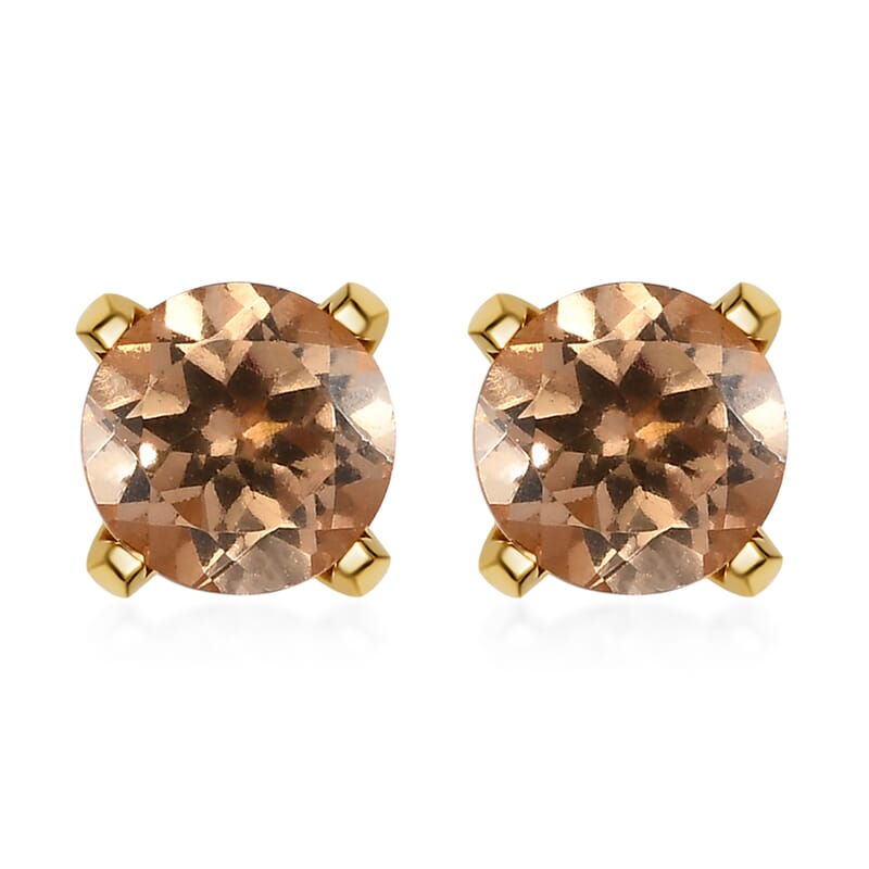 Ceylon Imperial Garnet Solitaire Stud Earrings in Vermeil Yellow Gold Over Sterling Silver 2.10 ctw