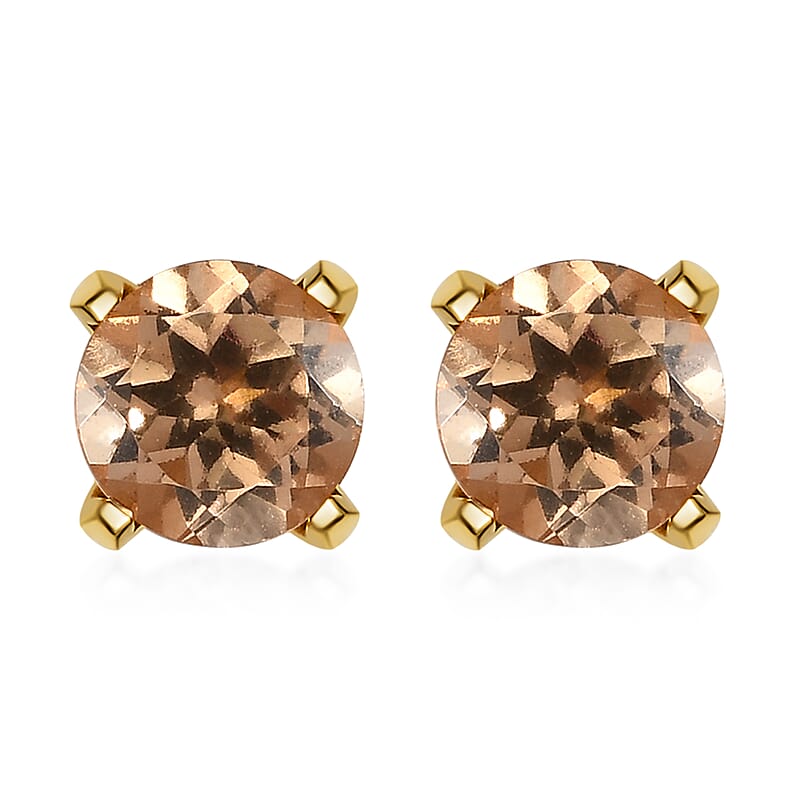 Ceylon Imperial Garnet Solitaire Stud Earrings in Vermeil Yellow Gold Over Sterling Silver 2.10 ctw
