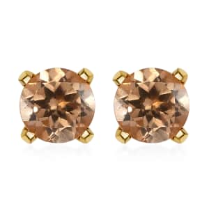 Ceylon Imperial Garnet Solitaire Stud Earrings in Vermeil Yellow Gold Over Sterling Silver 2.10 ctw