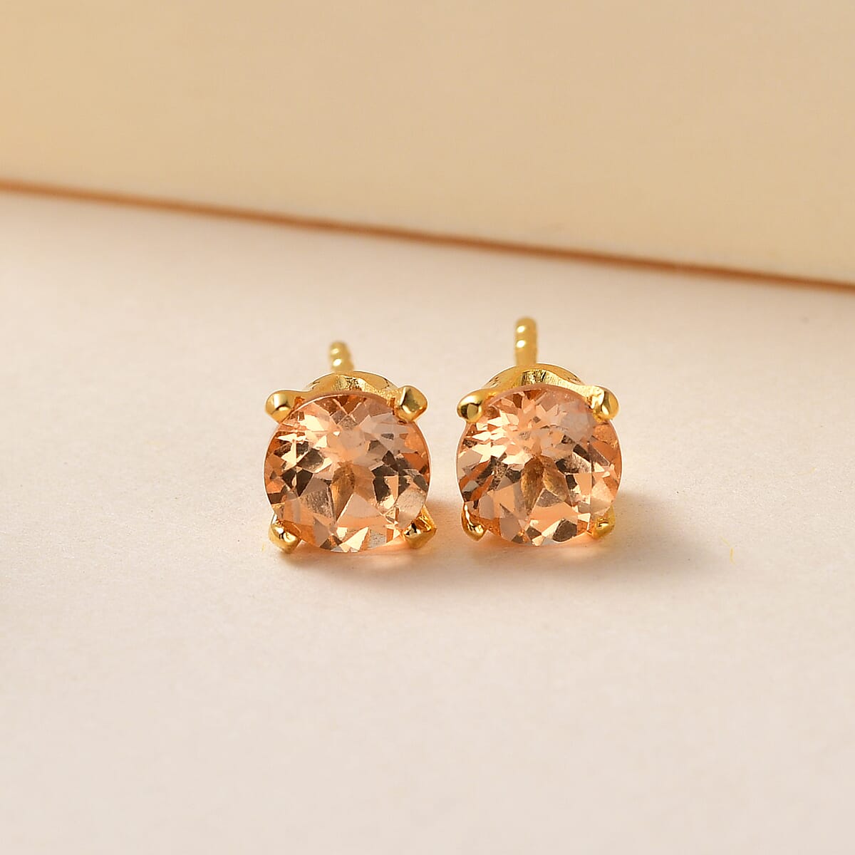 Ceylon Imperial Garnet Solitaire Stud Earrings in Vermeil Yellow Gold Over Sterling Silver 2.10 ctw image number 1