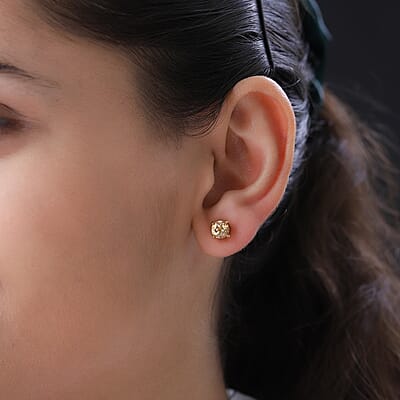 Ceylon Imperial Garnet Solitaire Stud Earrings in Vermeil Yellow Gold Over Sterling Silver 2.10 ctw