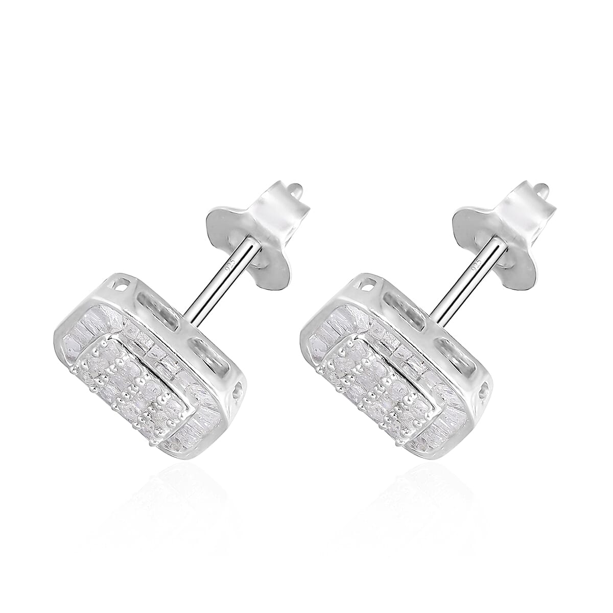 16th Oct TLV Diamond Stud Earrings in Platinum Over Sterling Silver 0.50 ctw image number 3