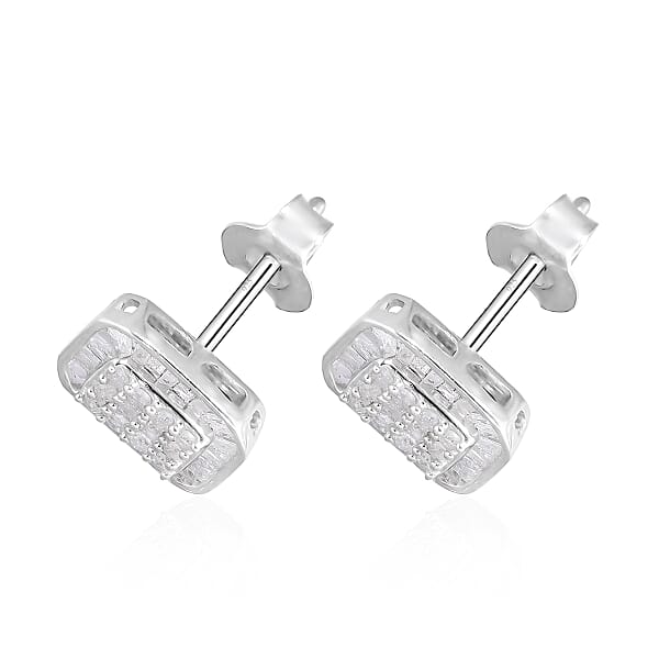 Diamond Stud Earrings in Platinum Over Sterling Silver 0.50 ctw