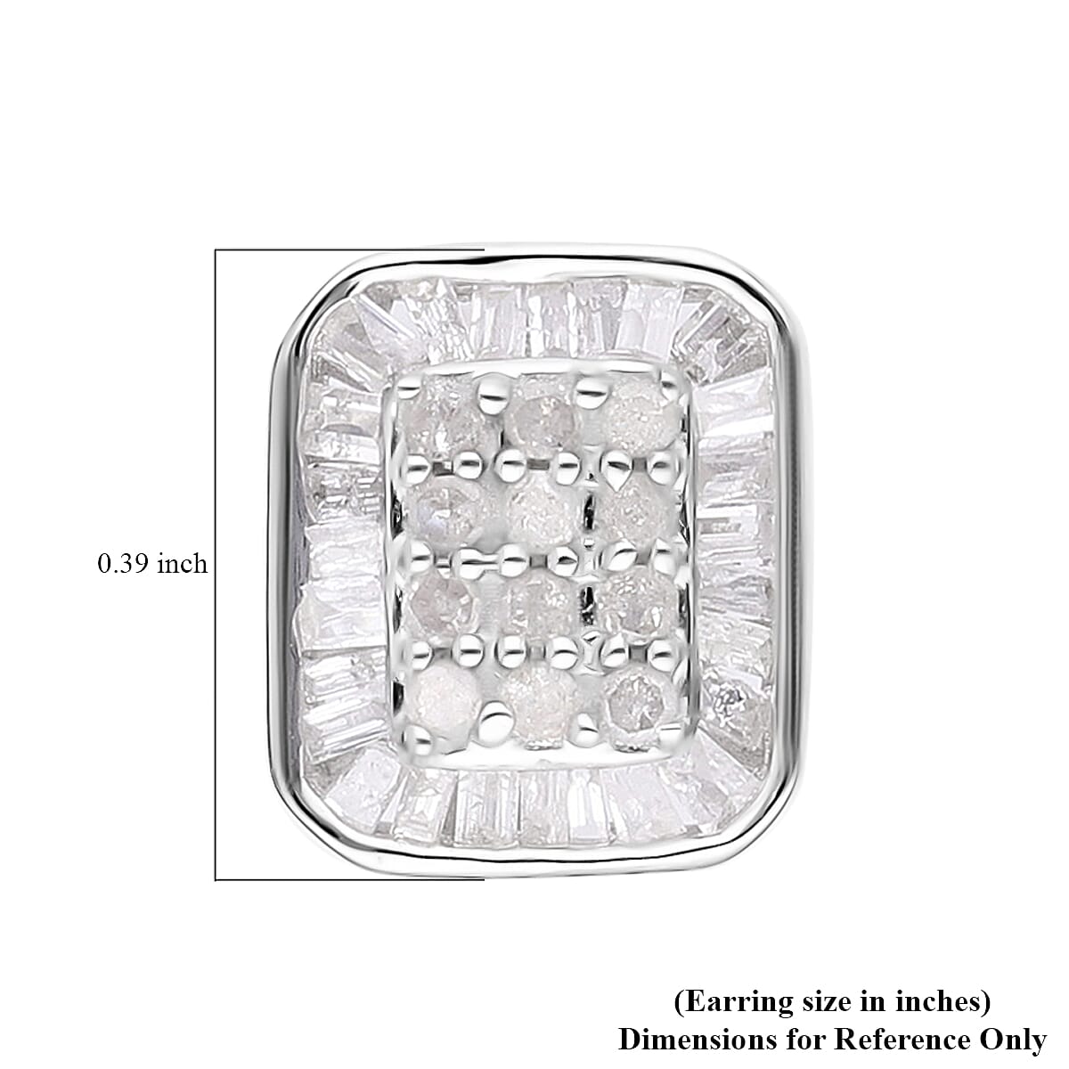 Diamond Stud Earrings in Platinum Over Sterling Silver 0.50 ctw