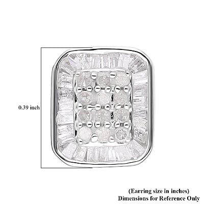 Diamond Stud Earrings in Platinum Over Sterling Silver 0.50 ctw