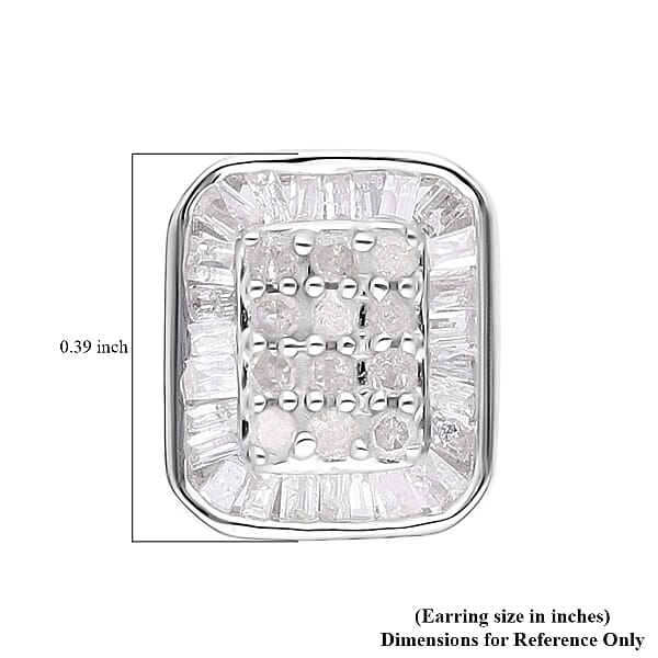 Diamond Stud Earrings in Platinum Over Sterling Silver 0.50 ctw