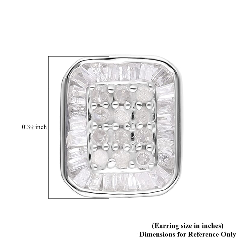 Diamond Stud Earrings in Platinum Over Sterling Silver 0.50 ctw