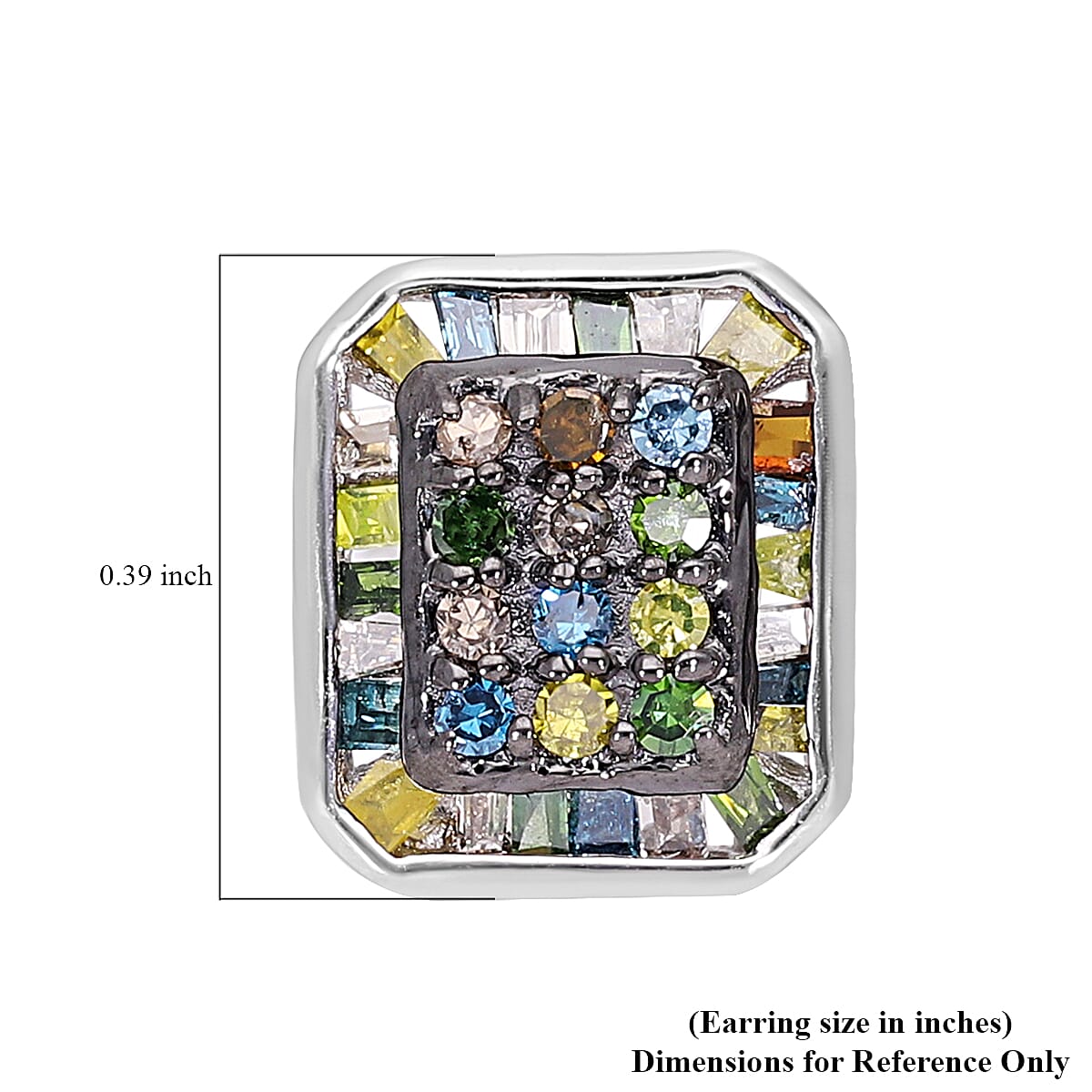 Multi Diamond Stud Earrings in Rhodium and Platinum Over Sterling Silver 0.50 ctw image number 4