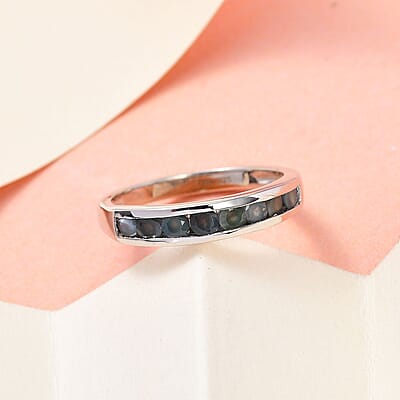 Narsipatnam Alexandrite Half Band Ring in Platinum Over Sterling Silver (Size 10.0) 0.65 ctw