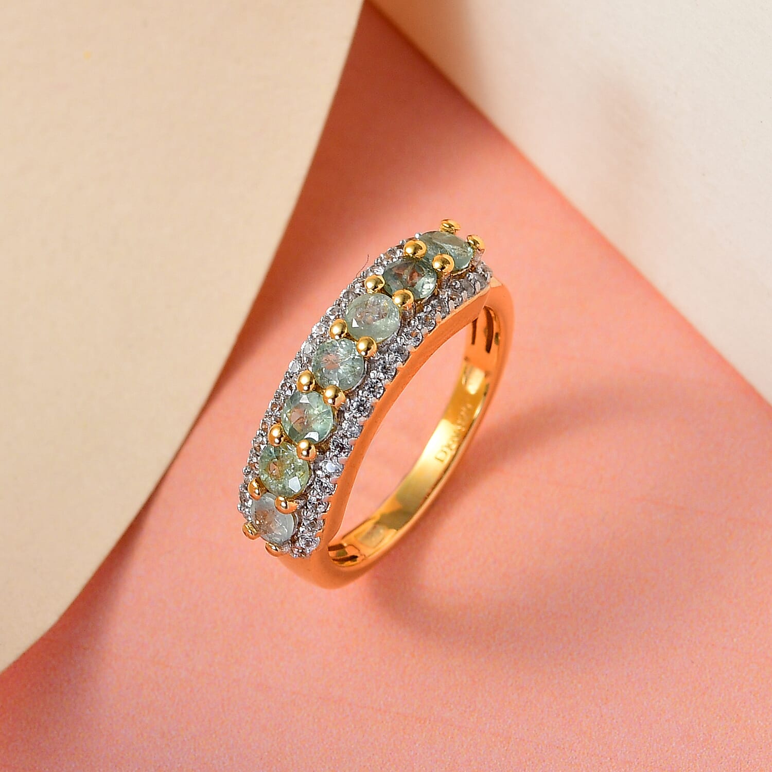 Narsipatnam Alexandrite and Natural White Zircon Ring in Vermeil Yellow Gold Over Sterling Silver (Size 10.0) 1.35 ctw
