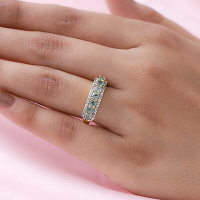 Narsipatnam Alexandrite and Natural White Zircon Ring in Vermeil Yellow Gold Over Sterling Silver (Size 10.0) 1.35 ctw