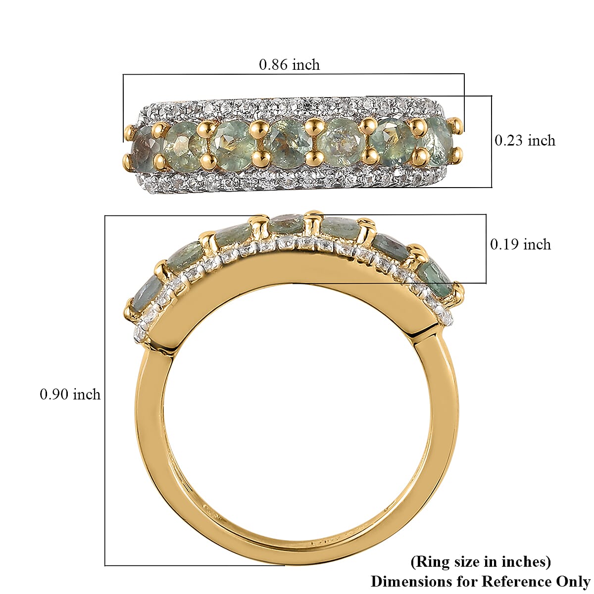 Narsipatnam Alexandrite and Natural White Zircon Ring in Vermeil Yellow Gold Over Sterling Silver (Size 10.0) 1.35 ctw
