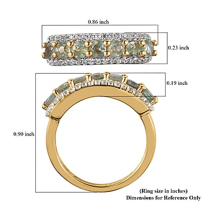 Narsipatnam Alexandrite and Natural White Zircon Ring in Vermeil Yellow Gold Over Sterling Silver (Size 10.0) 1.35 ctw