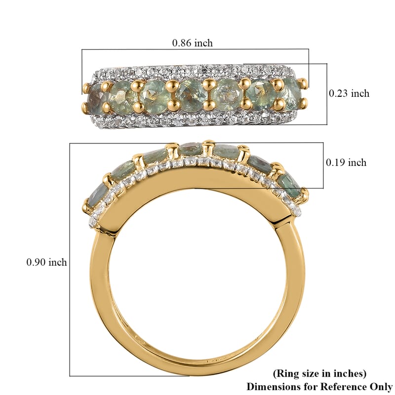 Narsipatnam Alexandrite and Natural White Zircon Ring in Vermeil Yellow Gold Over Sterling Silver (Size 10.0) 1.35 ctw