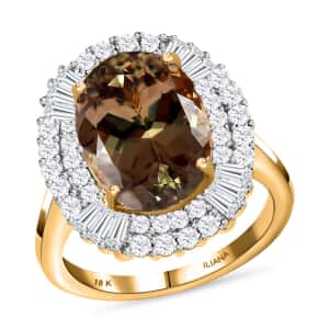 Iliana 18K Yellow Gold AAA Turkizite and G-H SI Diamond Ring (Size 7.0) 6.25 Grams 7.85 ctw