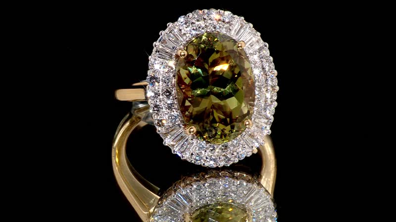 Doorbuster ILIANA 18K Yellow Gold AAA Turkizite and G-H SI Diamond Ring 6.25 Grams 7.85 ctw