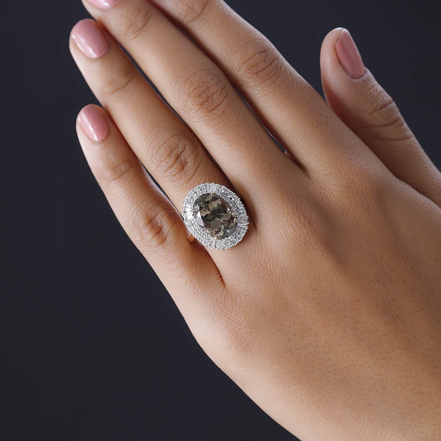 Iliana 18K Yellow Gold AAA Turkizite and G-H SI Diamond Ring (Size 7.0) 6.25 Grams 7.85 ctw