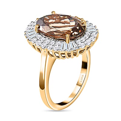 Iliana 18K Yellow Gold AAA Turkizite and G-H SI Diamond Ring (Size 7.0) 6.25 Grams 7.85 ctw