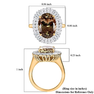Iliana 18K Yellow Gold AAA Turkizite and G-H SI Diamond Ring (Size 7.0) 6.25 Grams 7.85 ctw