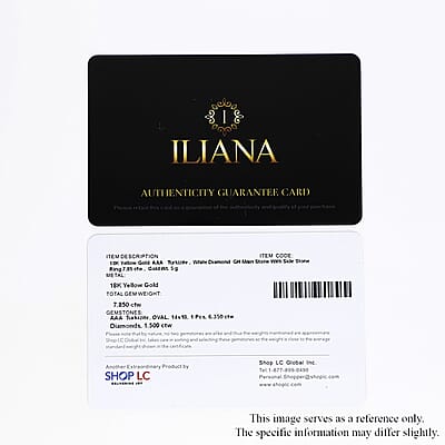 Iliana 18K Yellow Gold AAA Turkizite and G-H SI Diamond Ring (Size 7.0) 6.25 Grams 7.85 ctw