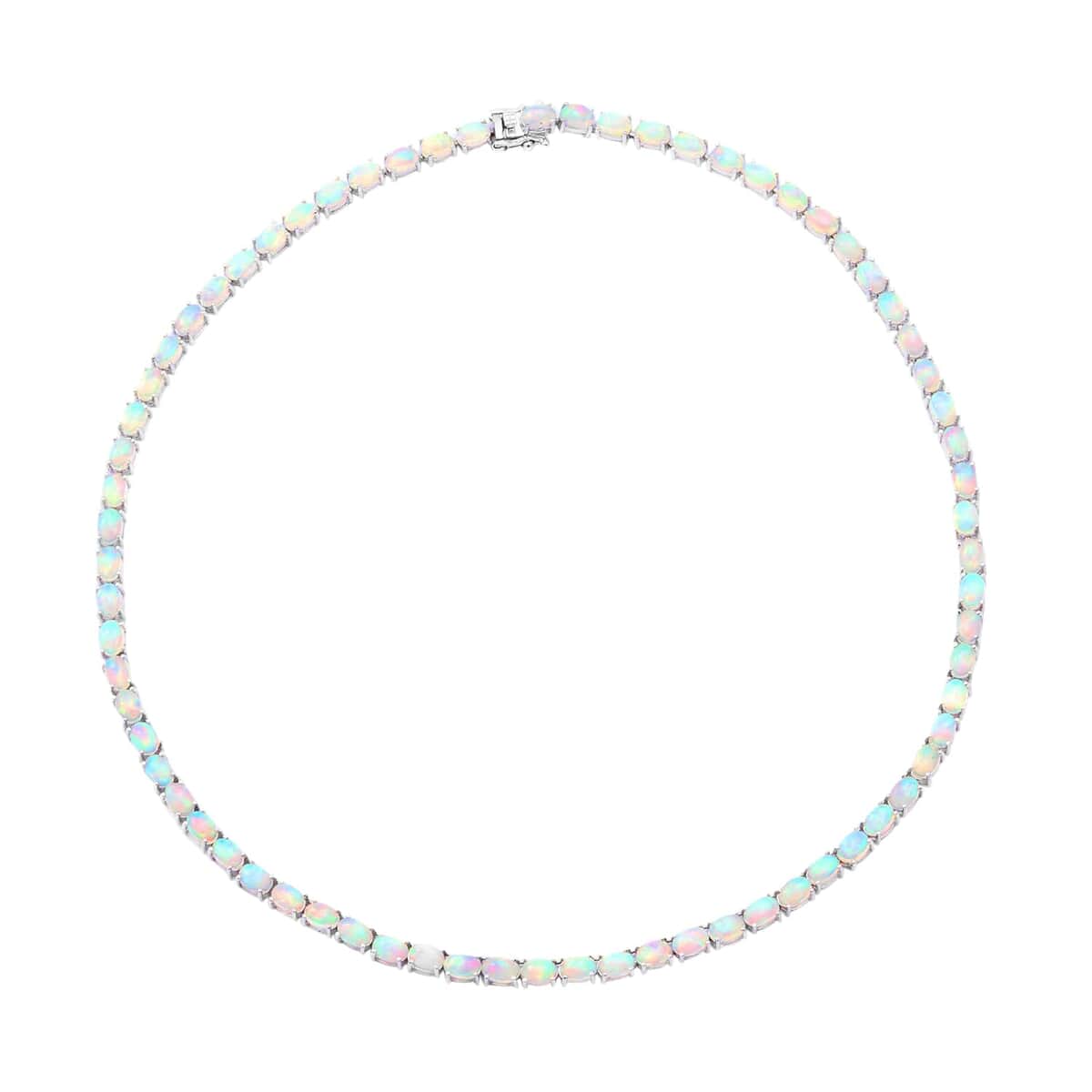 Premium Ethiopian Welo Opal Tennis Necklace 18 Inches in Platinum Over Sterling Silver 21.25 ctw image number 0