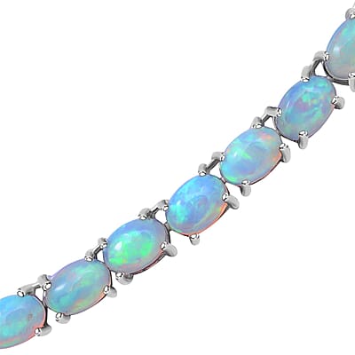 Premium Ethiopian Welo Opal Tennis Necklace 18 Inches in Platinum Over Sterling Silver 21.25 ctw