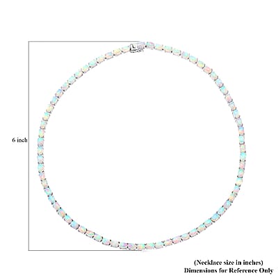 Premium Ethiopian Welo Opal Tennis Necklace 18 Inches in Platinum Over Sterling Silver 21.25 ctw