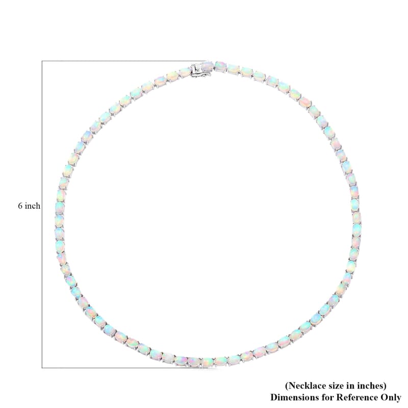 Premium Ethiopian Welo Opal Tennis Necklace 18 Inches in Platinum Over Sterling Silver 21.25 ctw