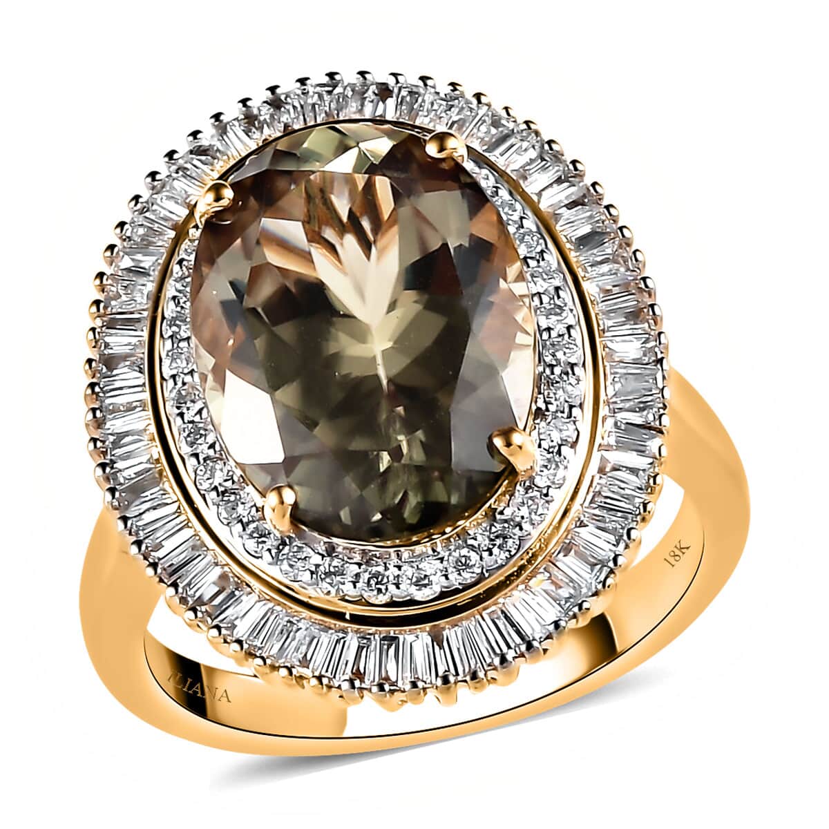 Iliana 18K Yellow Gold AAA Turkizite and Diamond G-H SI Double Halo Ring (Size 7.0) 6.75 Grams 8.00 ctw image number 0