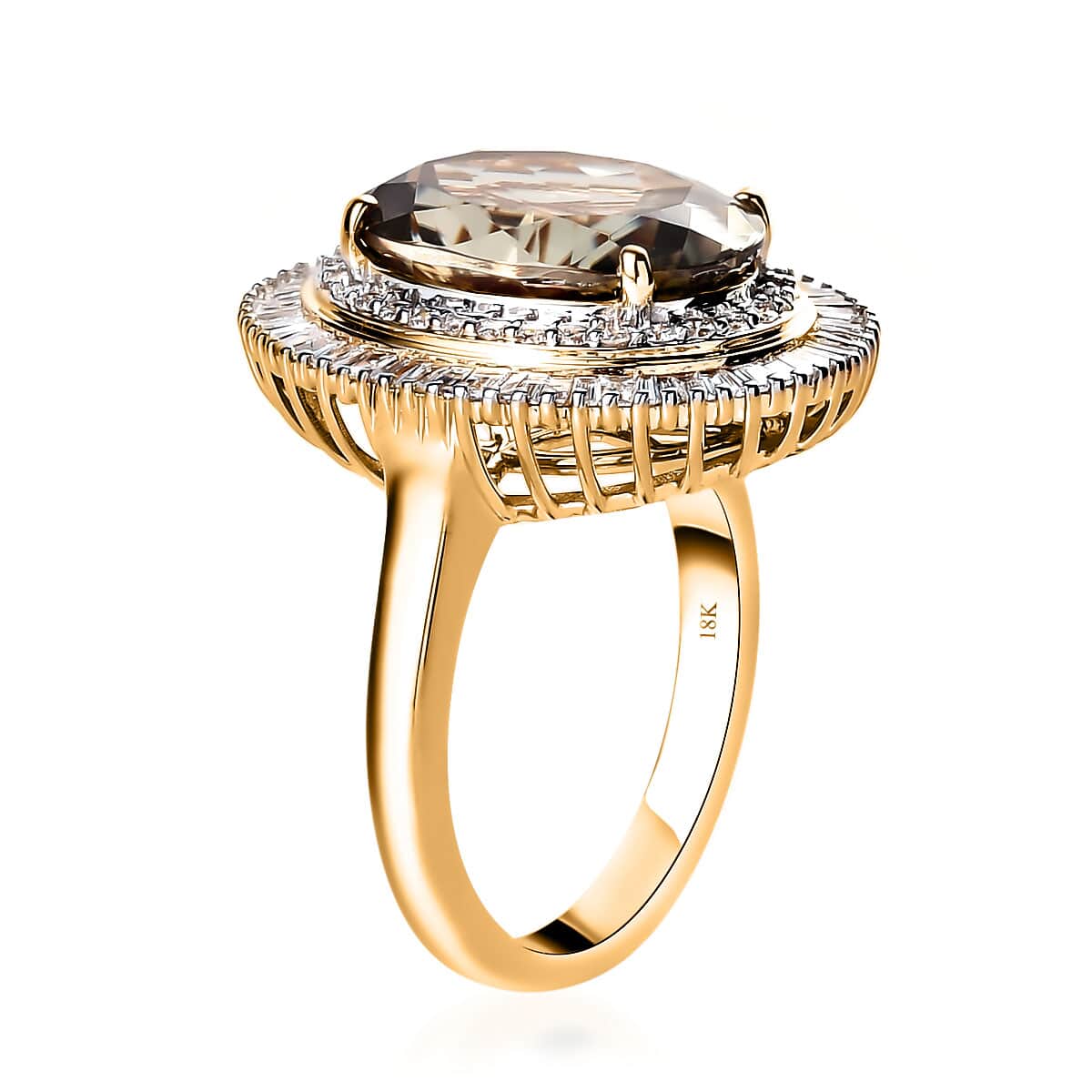 Iliana 18K Yellow Gold AAA Turkizite and Diamond G-H SI Double Halo Ring (Size 7.0) 6.75 Grams 8.00 ctw image number 3