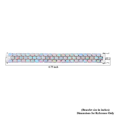 Premium Ethiopian Welo Opal 34.00 ctw Triple-Row Tennis Bracelet in Platinum Over Sterling Silver (6.50 In)