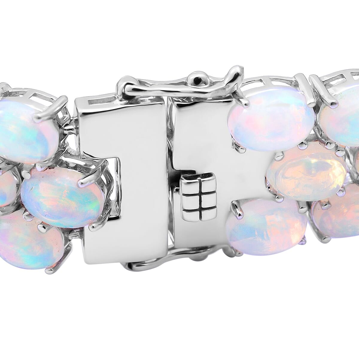Premium Ethiopian Welo Opal 38.85 ctw Triple-Row Tennis Bracelet in Platinum Over Sterling Silver (7.25 In) image number 4