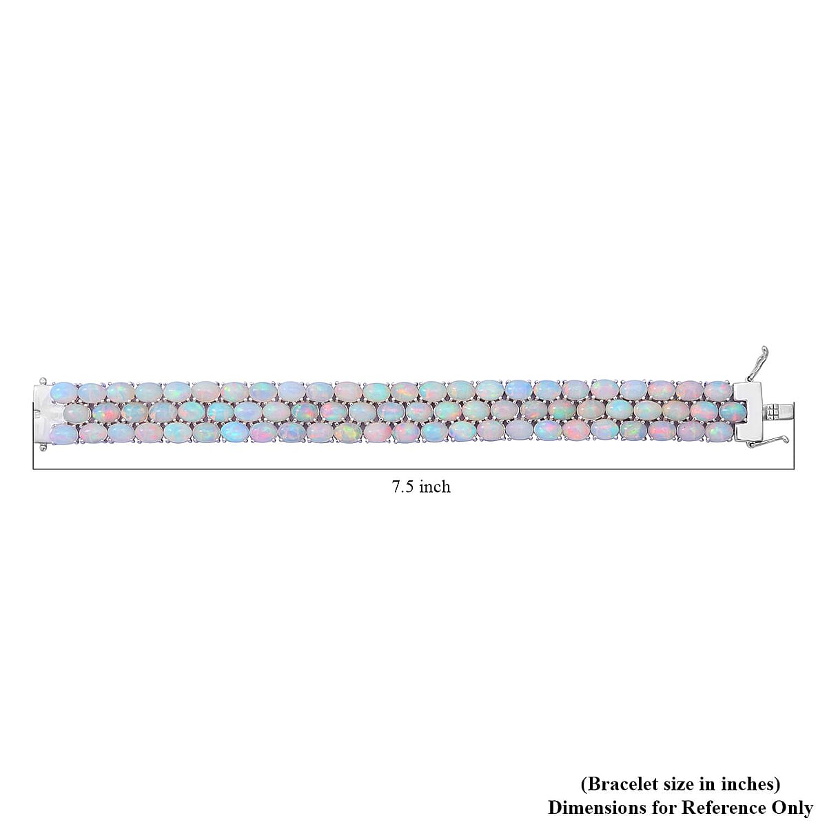 Premium Ethiopian Welo Opal 38.85 ctw Triple-Row Tennis Bracelet in Platinum Over Sterling Silver (7.25 In) image number 5