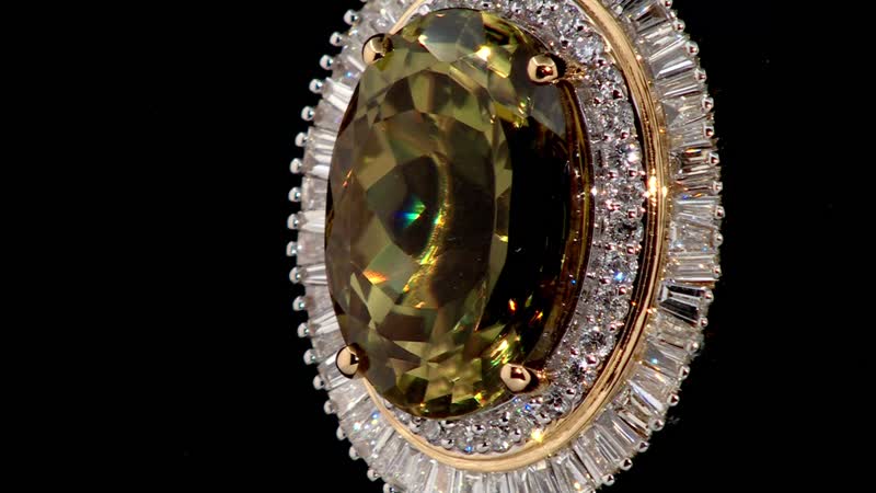 Iliana 18K Yellow Gold AAA Turkizite and G-H SI Diamond Double Halo Pendant 4 Grams 7.90 ctw