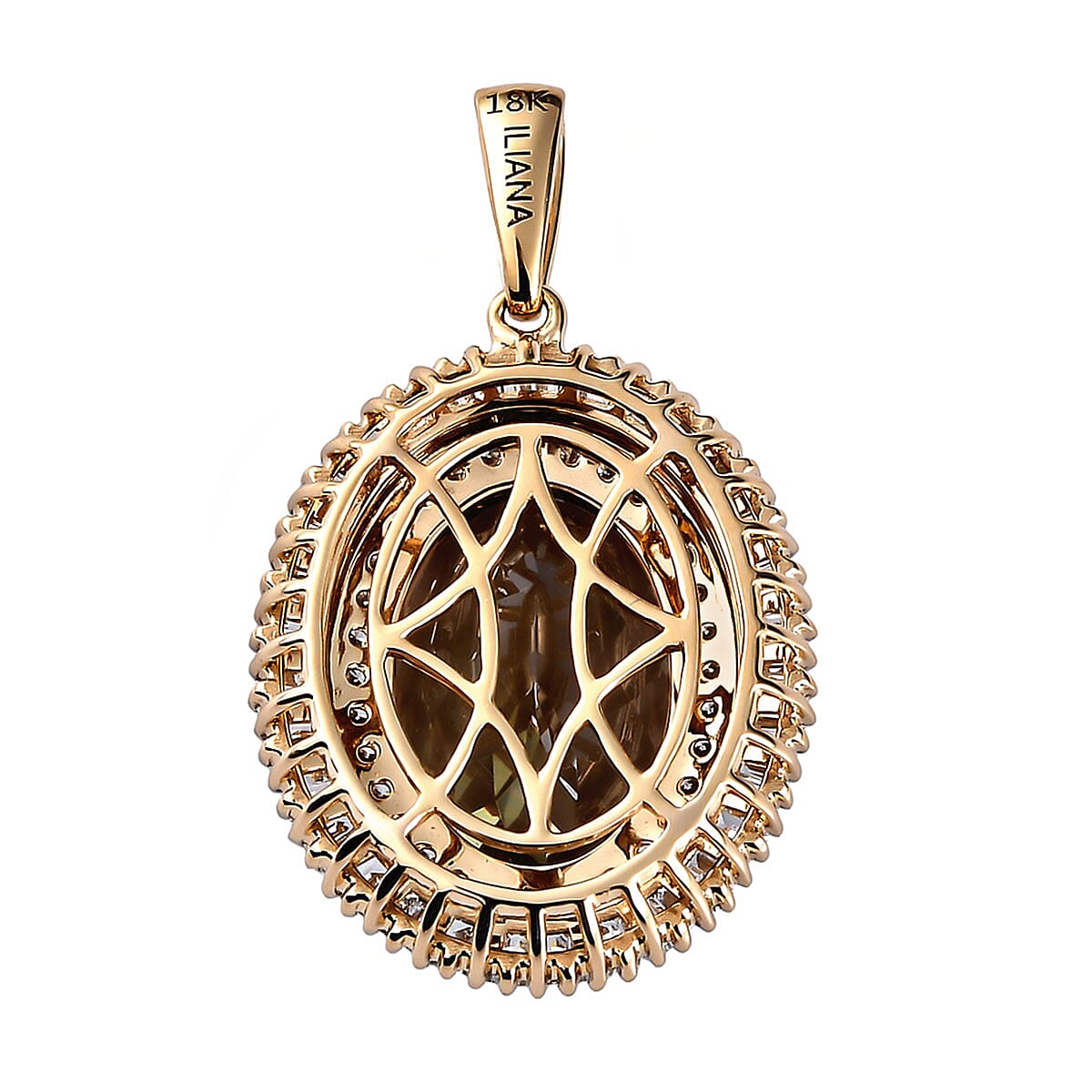 Iliana 18K Yellow Gold AAA Turkizite and G-H SI Diamond Double Halo Pendant 4 Grams 7.90 ctw