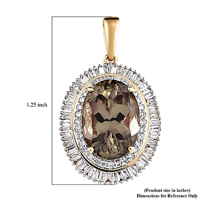 Iliana 18K Yellow Gold AAA Turkizite and G-H SI Diamond Double Halo Pendant 4 Grams 7.90 ctw