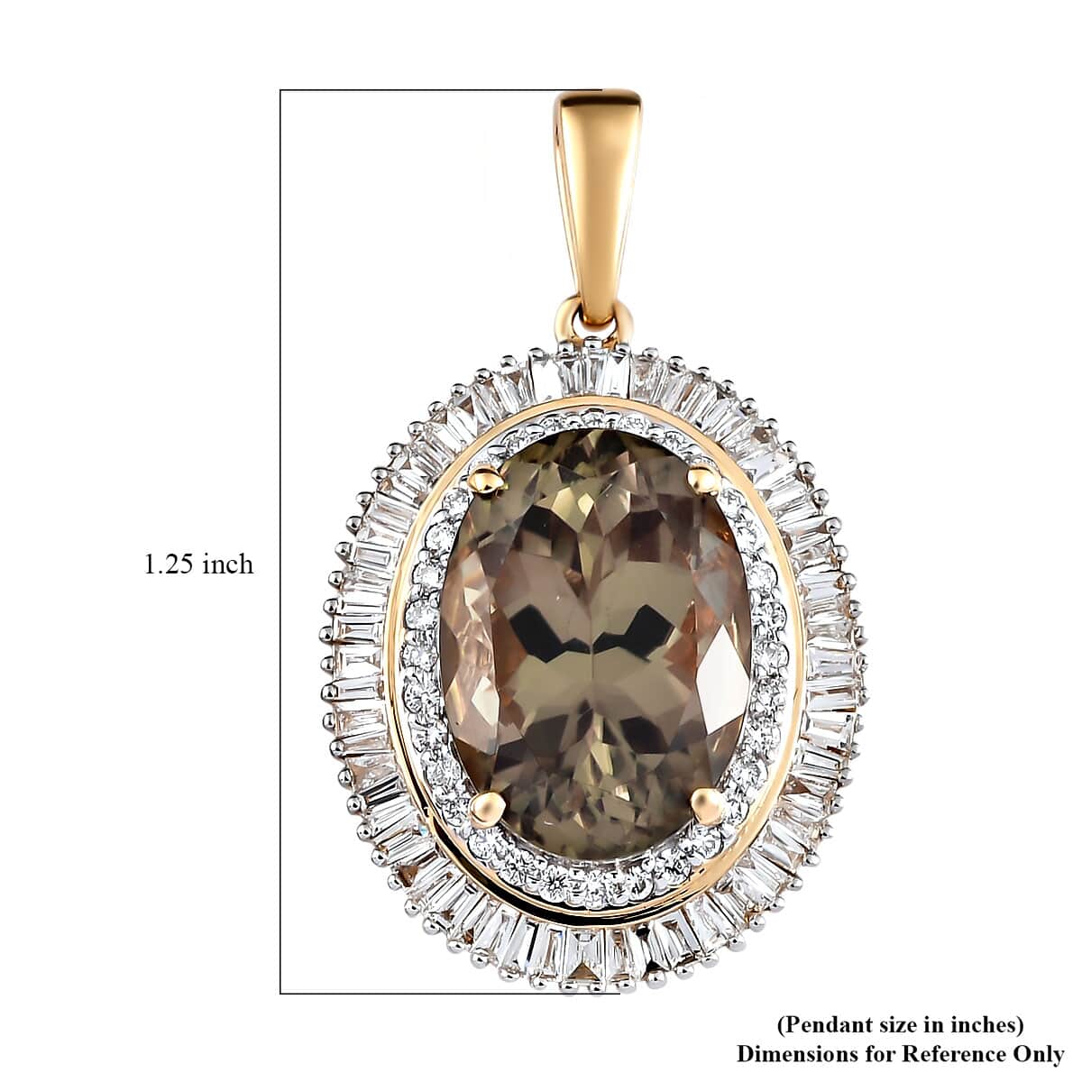 Iliana 18K Yellow Gold AAA Turkizite and G-H SI Diamond Double Halo Pendant 4 Grams 7.90 ctw image number 5