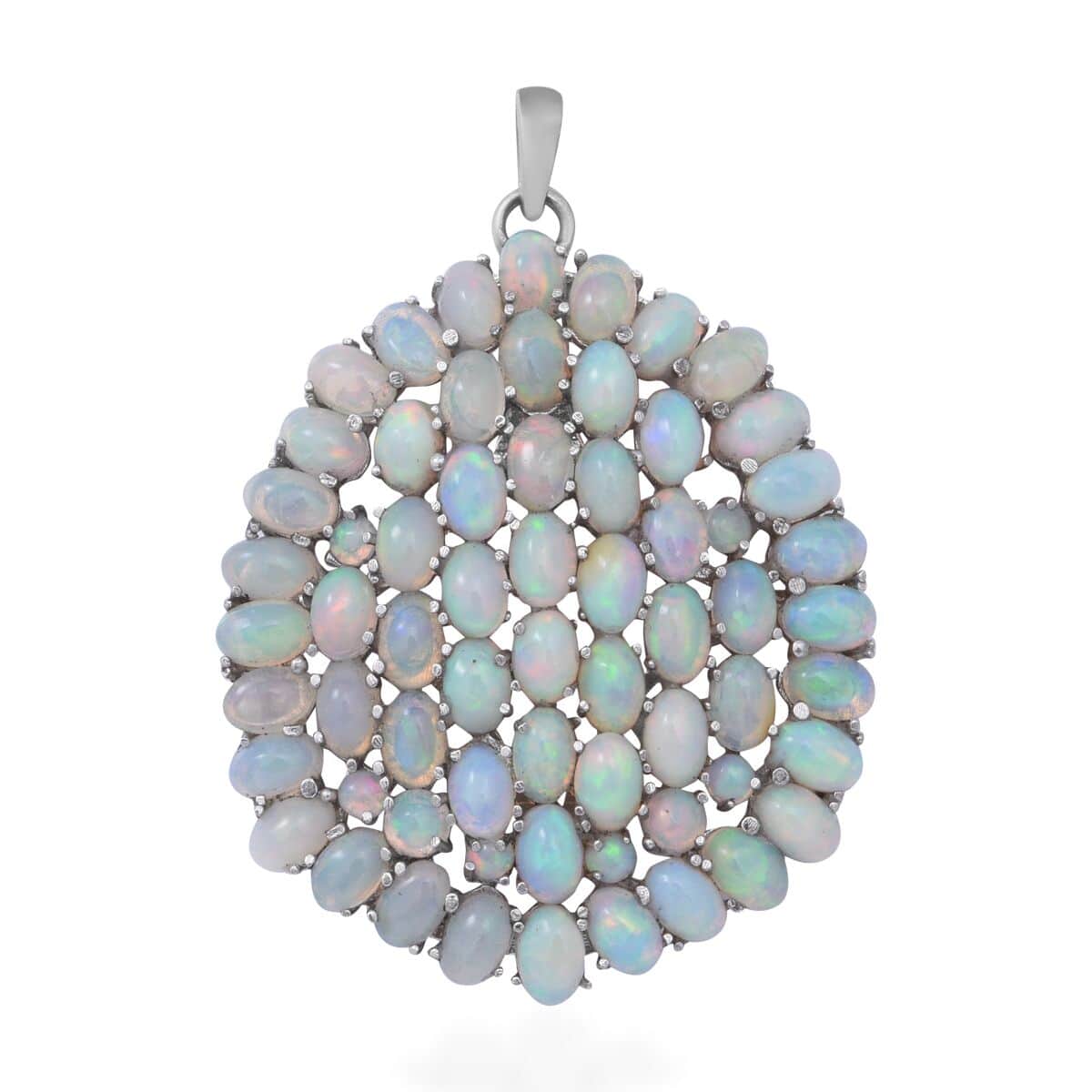 Premium Ethiopian Welo Opal Floral Pendant in Platinum Over Sterling Silver 17.90 ctw image number 0
