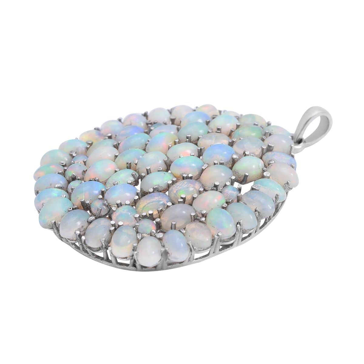 Premium Ethiopian Welo Opal Floral Pendant in Platinum Over Sterling Silver 17.90 ctw image number 1