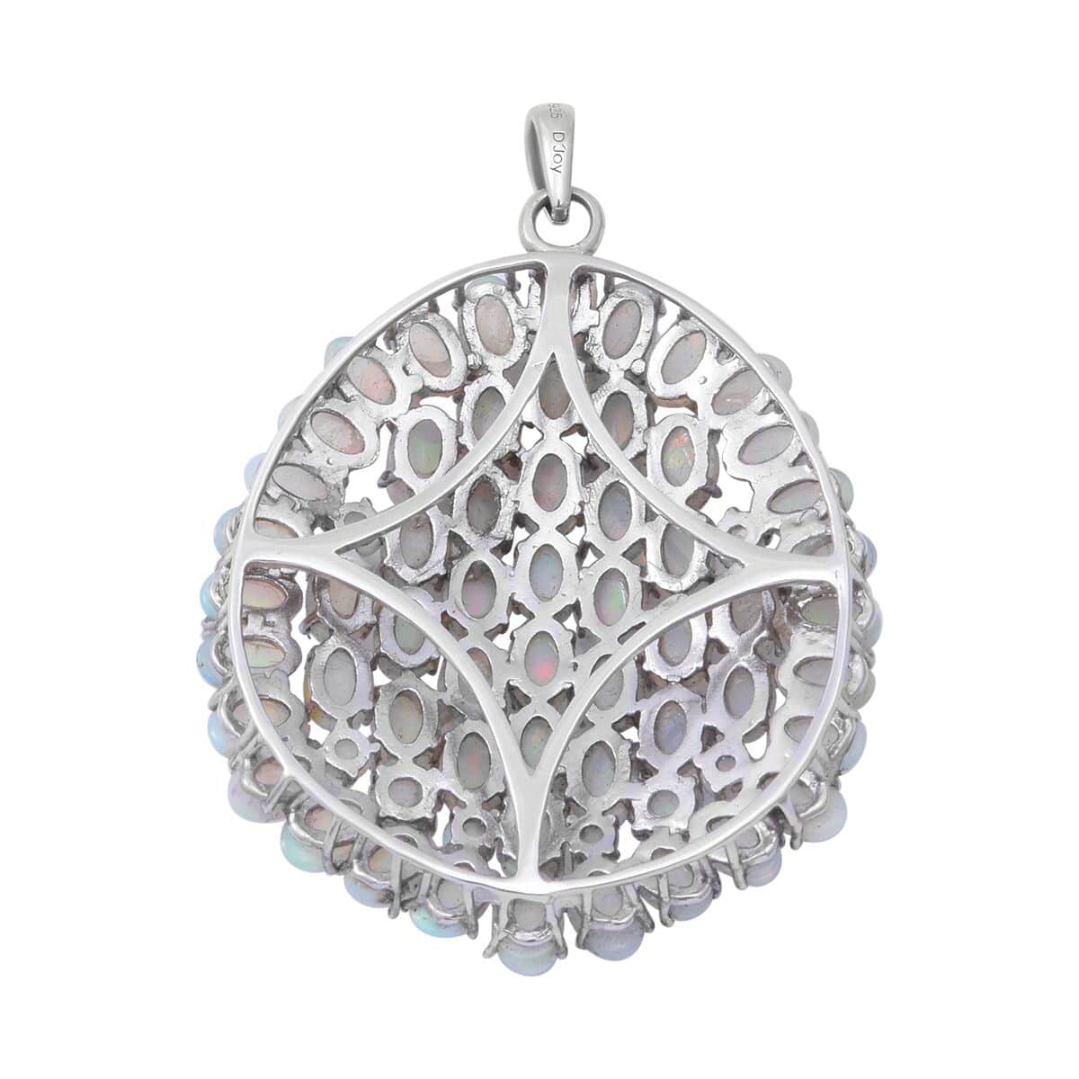 Premium Ethiopian Welo Opal Floral Pendant in Platinum Over Sterling Silver 17.90 ctw image number 2