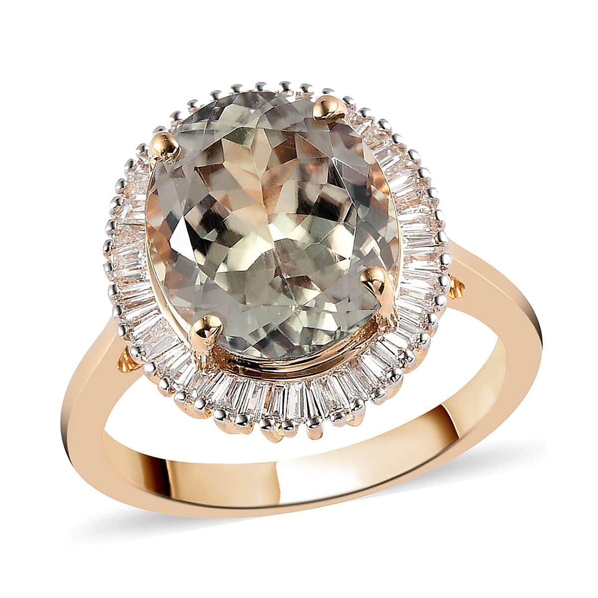 ILIANA 18K Yellow Gold AAA Turkizite, Diamond (G-H, SI) (0.40 cts) Halo Ring (Size 7.0) (4.85 g) 6.15 ctw image number 0