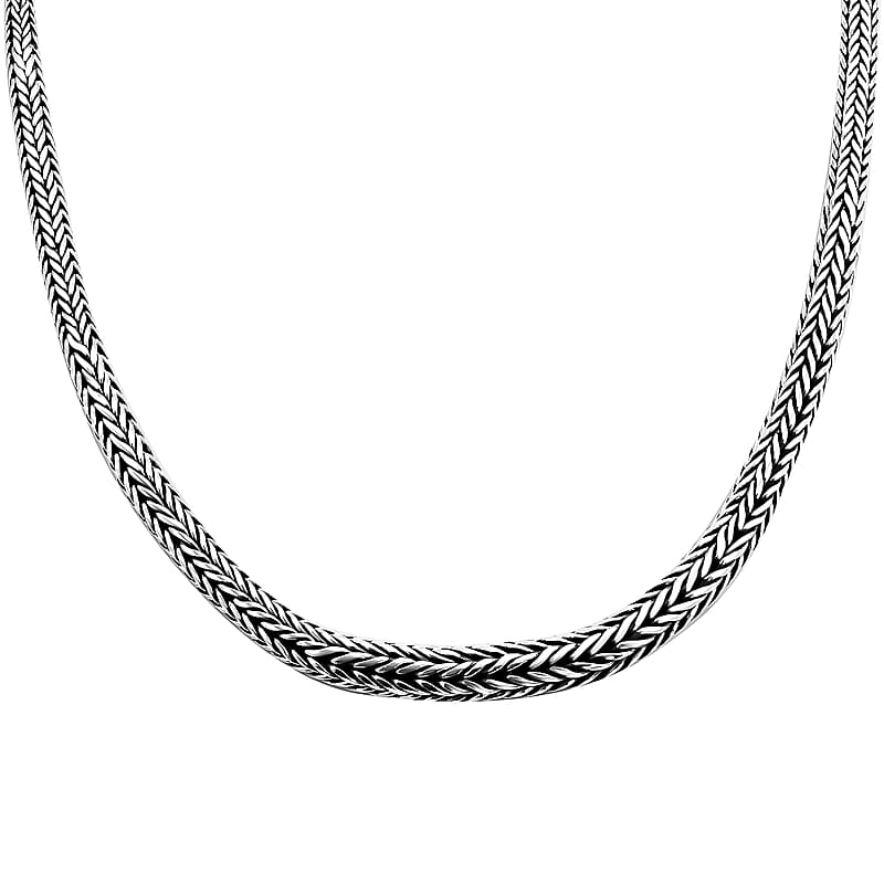 Bali Legacy, Tulang Naga Chain in Sterling Silver, Silver Braided Chain (20 Inches)