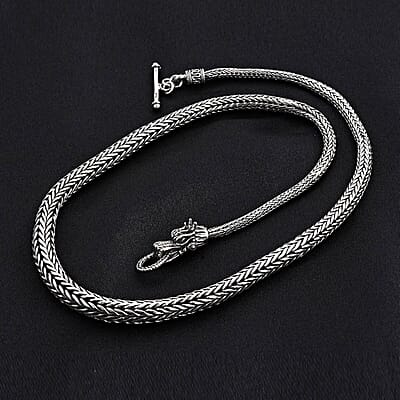Bali Legacy, Tulang Naga Chain in Sterling Silver, Silver Braided Chain (20 Inches)